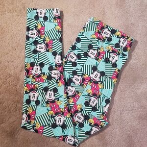 LuLaRoe x Disney Women's Leggings Mickey Mouse Green Tall & Curvy 12-18 Lounge